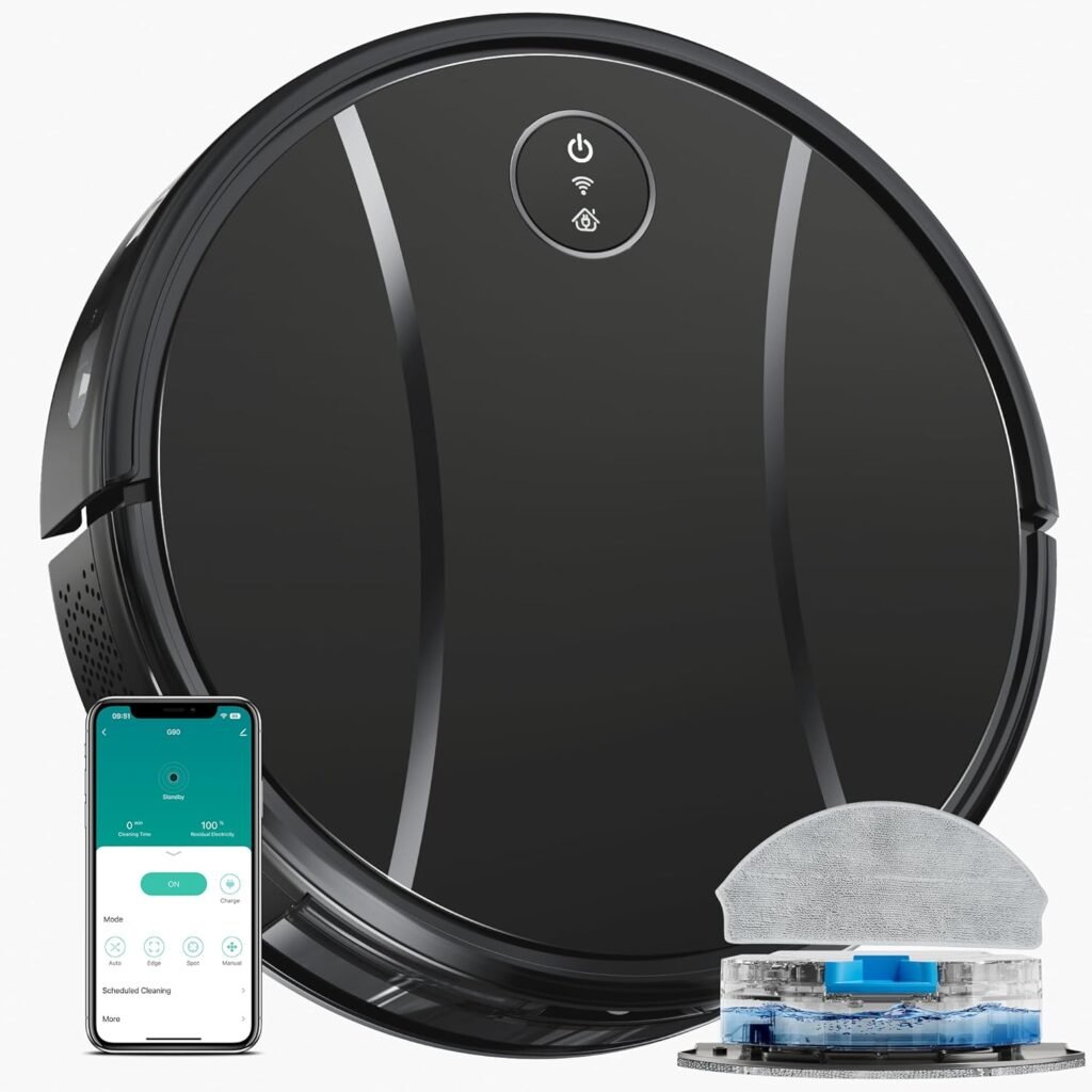 Robot Vacuum and Mop Combo,4200Pa Powerful Robotic Vacuum Cleaner with Self-Charging, Home Automatic Robot Aspiradora for Hardwood Floor, Low Carpet, Pet Hair, AppVoiceRemote Control