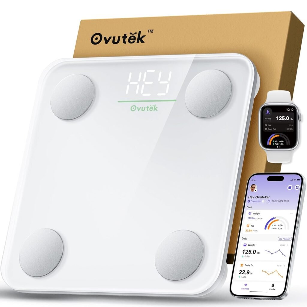 Smart Scale for Body Weight, Digital Bathroom Scale BMI Weighing Body Fat Scale, Accurate Body Composition Scale Monitor for Peoples Health with Smartphone App, Compact Size, 400lb