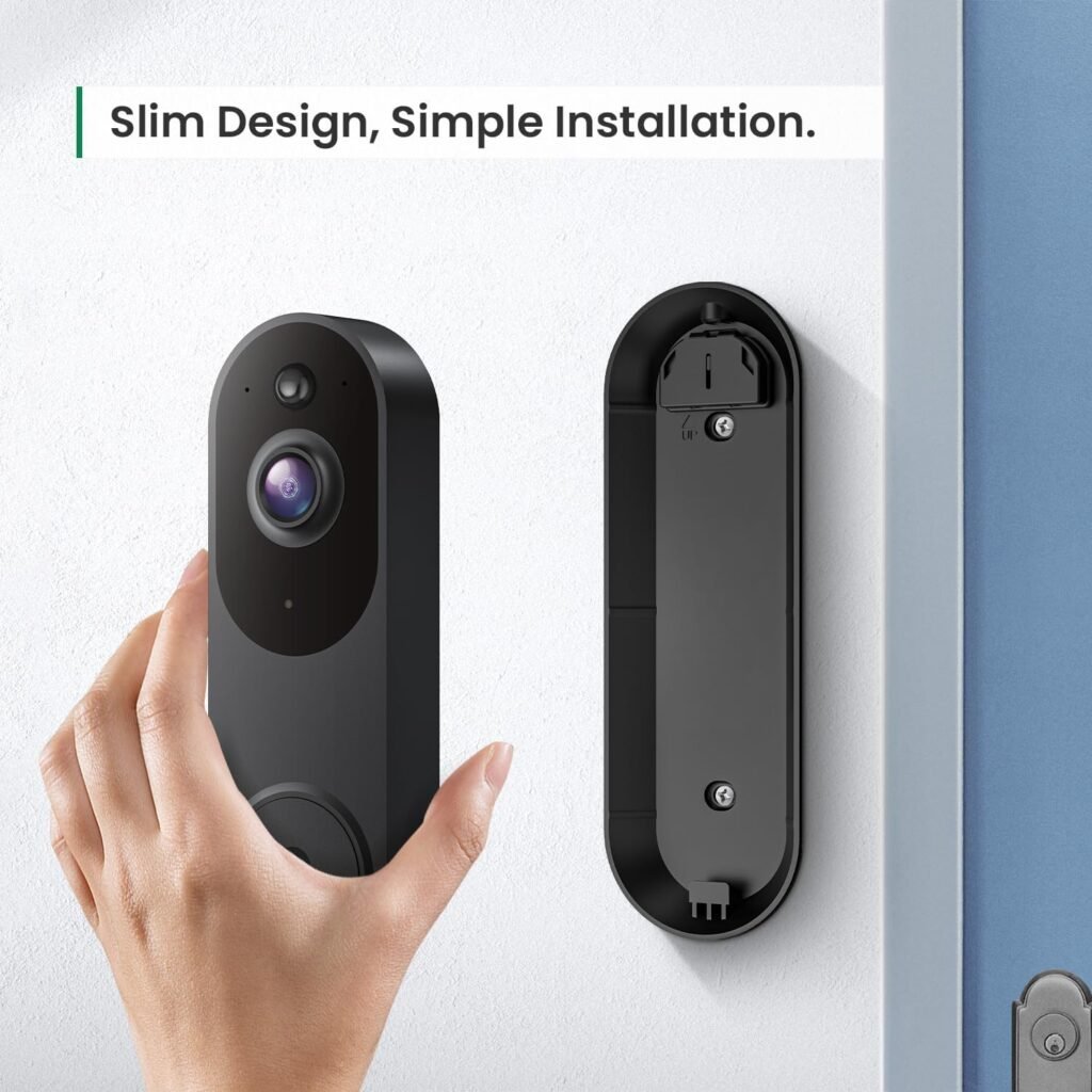 Smart Video Doorbell Camera Wireless, AI Human Detection and Instant Alerts, Night Vision, 2-Way Audio, Battery Powered, Cloud Storage Sold Seperately, 2.4G WiFi (Chime not Included)