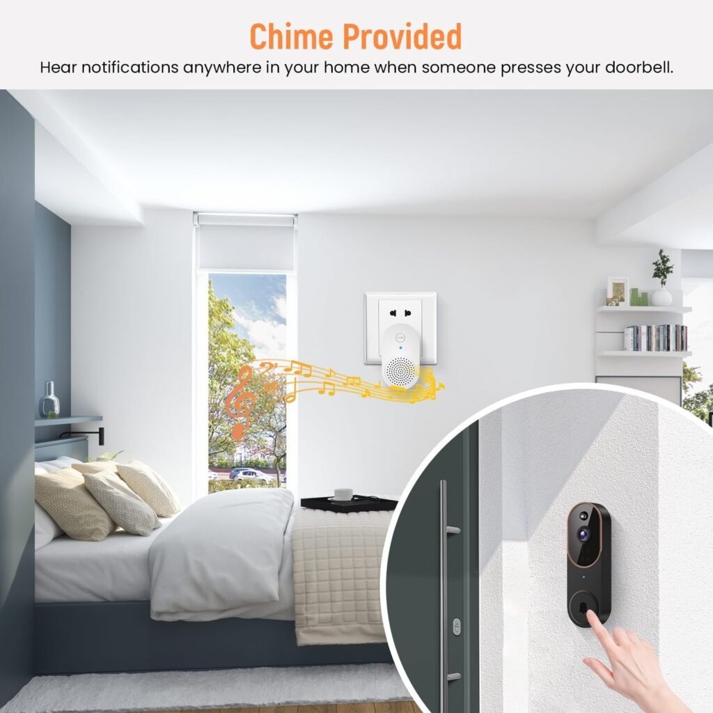 Smart Video Doorbell Camera Wireless, AI Human Detection and Instant Alerts, Night Vision, 2-Way Audio, Battery Powered, Cloud Storage Sold Seperately, 2.4G WiFi (Chime not Included)