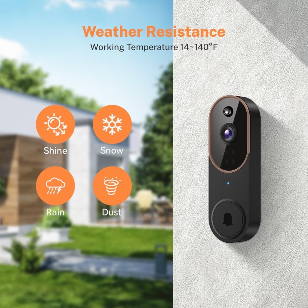Smart Video Doorbell Camera Wireless, AI Human Detection and Instant Alerts, Night Vision, 2-Way Audio, Battery Powered, Cloud Storage Sold Seperately, 2.4G WiFi (Chime not Included)
