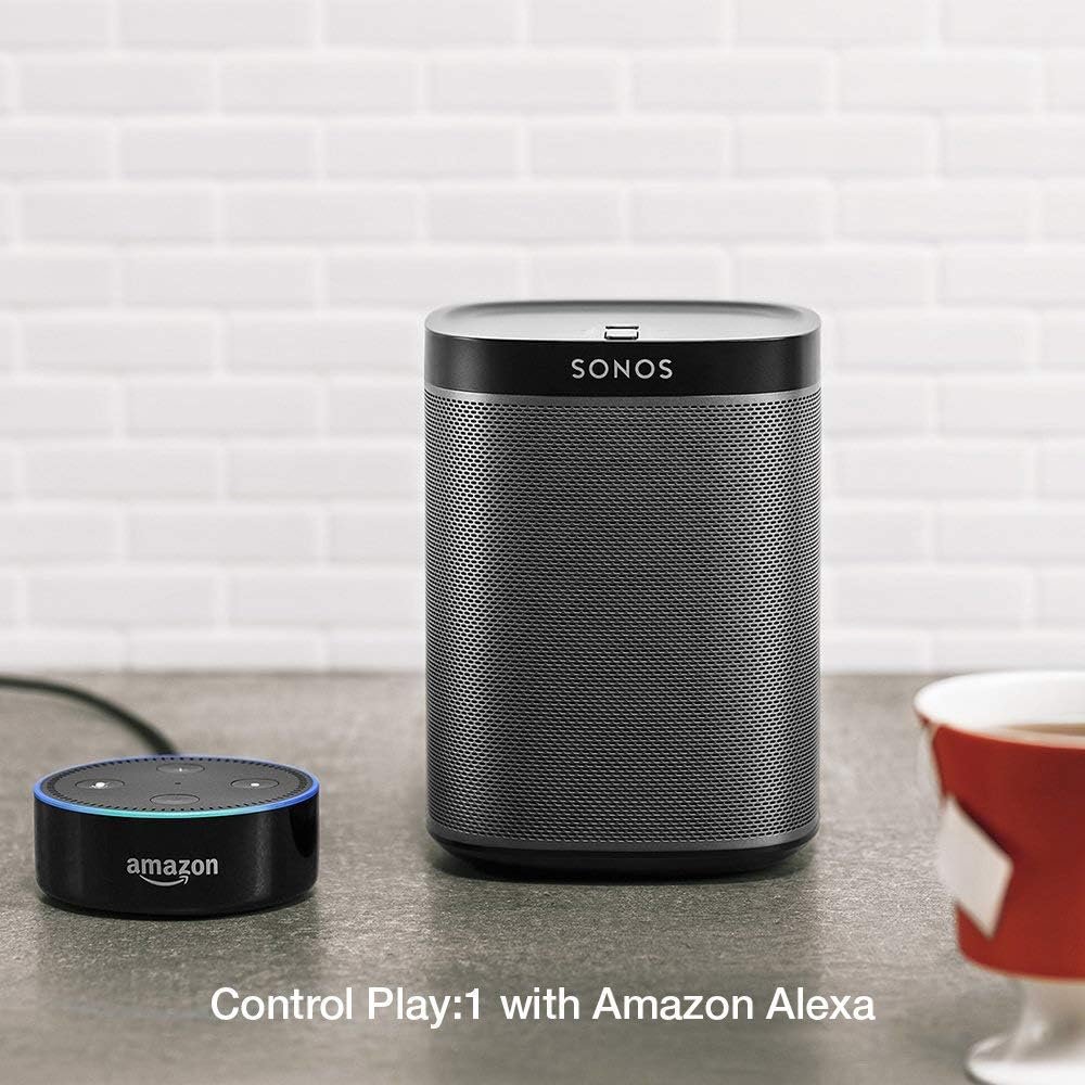 SONOS Play:1 Compact Wireless Speaker for Streaming Music. Compatible with Alexa. (Black) (Renewed)