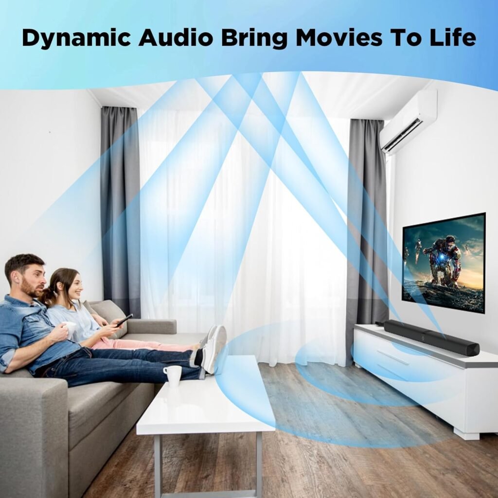 Sound Bar, 60W Sound Bar for Smart TV, 5.0 Bluetooth Soundbar for TV, Wired  Wireless Soundbar with Volume Boost  Equalizer Mode,ARC/Optical/AUX Connection, 2 in 1 Detachable TV Sound Bar