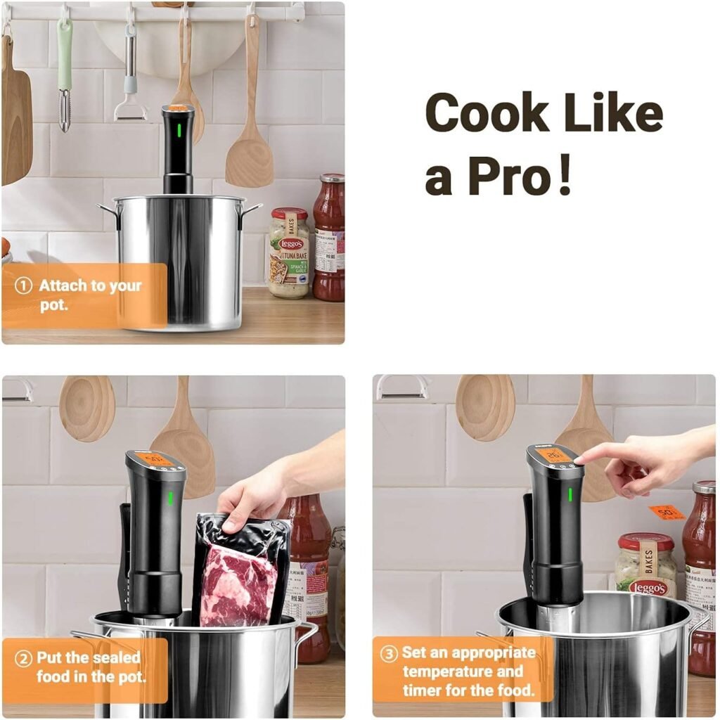 Sous Vide Machine Inkbird Wifi Sous Vide Cooker, 1000W Remote Control Immersion Circulator with APP RecipesTimer Alarm Mobile Notification 3D Water Heating Ultra-Quiet ISV-200W