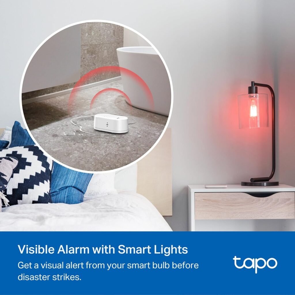 TP-Link Tapo Smart Water Leak Detector, Requires Tapo Hub, Water Leak Sensor Wi-Fi with Rapid Dripping Detection, 90dB Adjustable Alarm, App Alerts, Compatible with Alexa and Google Home Tapo T300