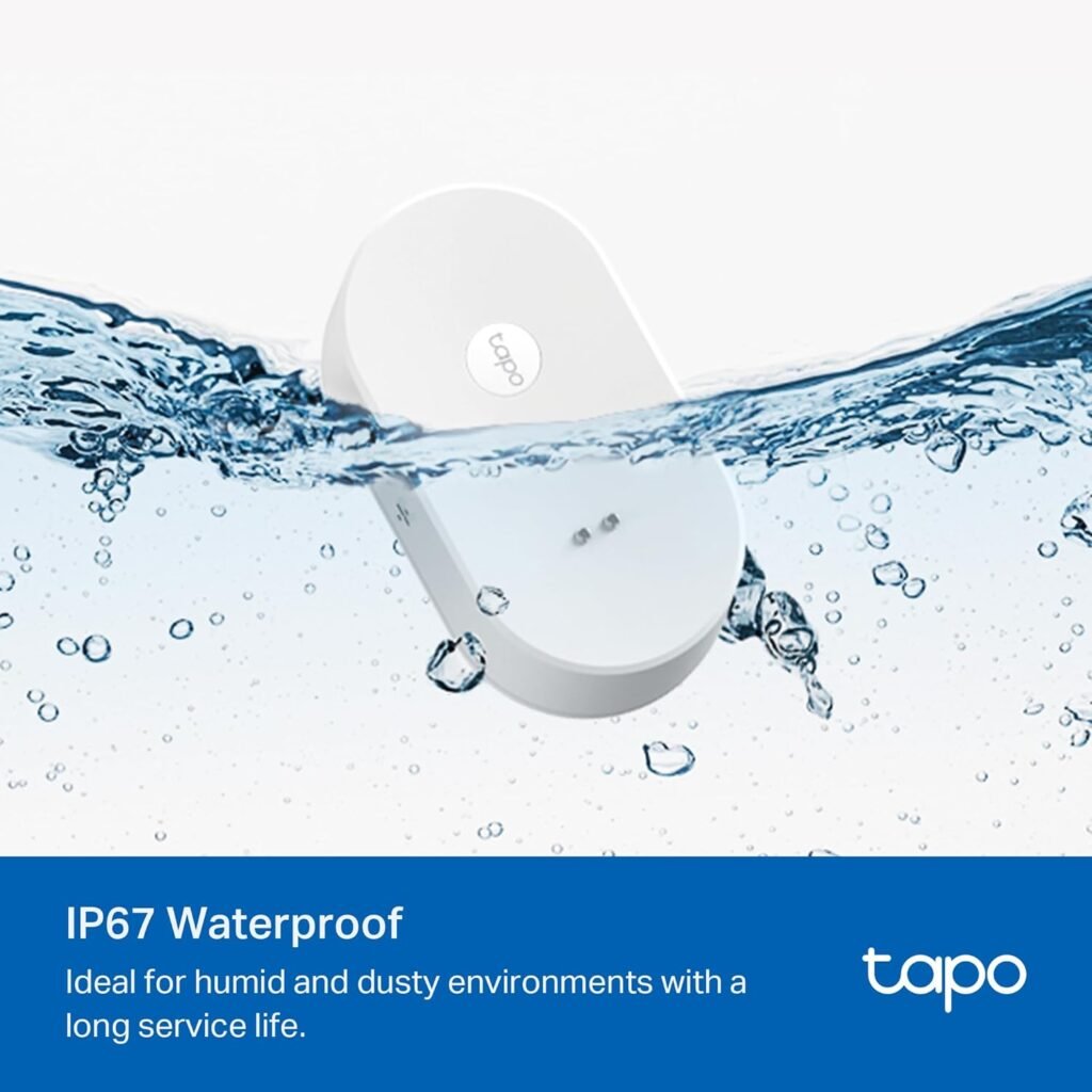 TP-Link Tapo Smart Water Leak Detector, Requires Tapo Hub, Water Leak Sensor Wi-Fi with Rapid Dripping Detection, 90dB Adjustable Alarm, App Alerts, Compatible with Alexa and Google Home Tapo T300