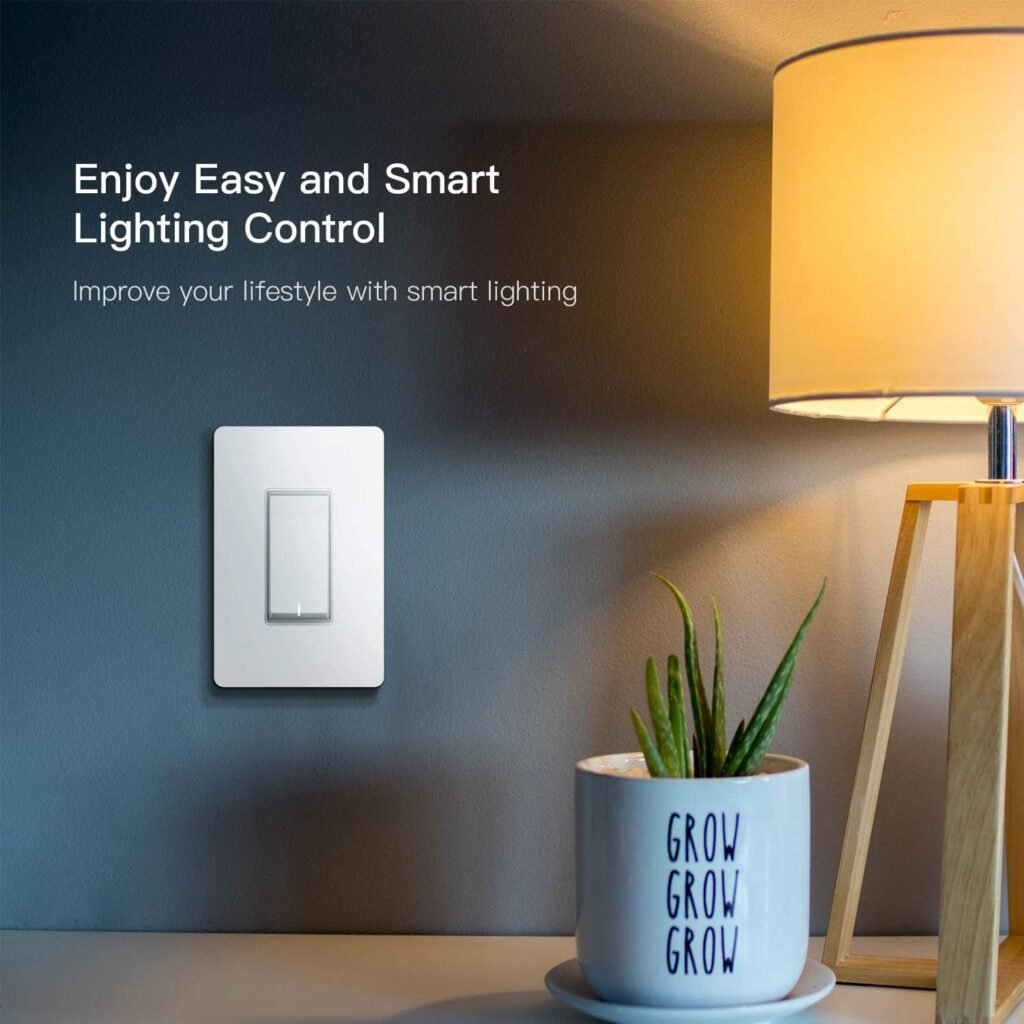 TREATLIFE Smart Light Switch Single Pole Smart Switch Works with Alexa, Google Home and SmartThings, 2.4GHz Wi-Fi Timer Light Switch, Neutral Wire Required, No Hub Required, FCC Listed, 4 Pack