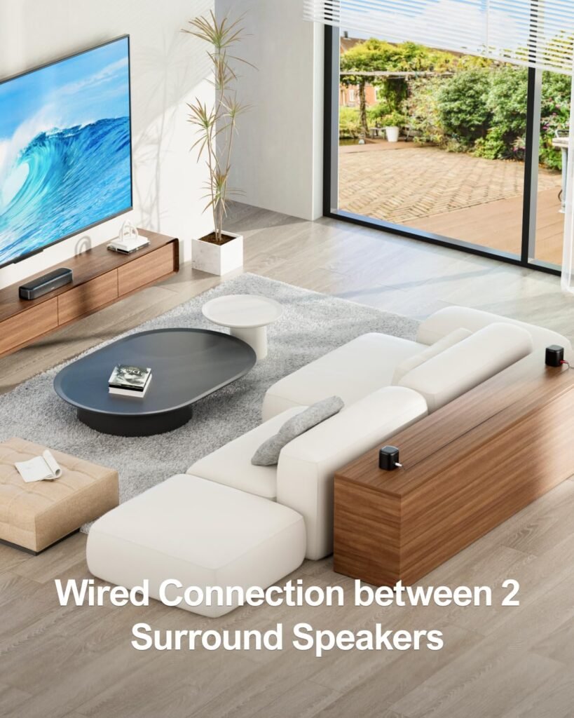 ULTIMEA 5.1ch Sound Bar for Smart TV with 2 Surround Speakers, Virtual Surround Sound System for TV, App Control, Home Theater Sound System, Wired Subwoofer, Peak Power 250W, Opt/BT/AUX, Aura A30