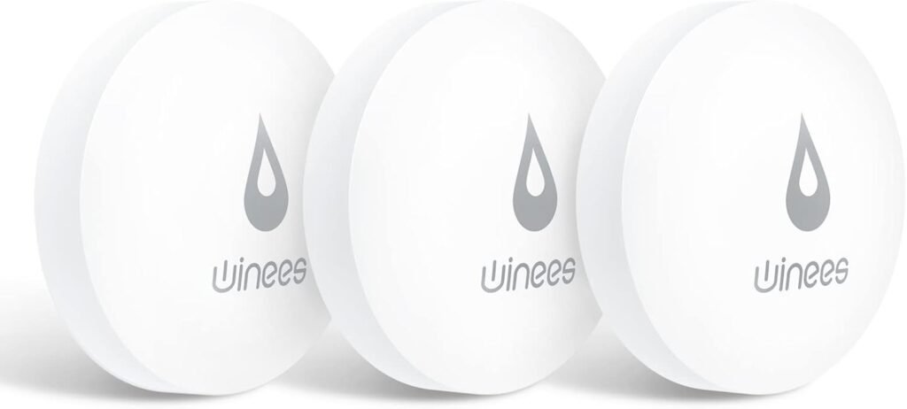Winees WiFi Water Leak Detector, 3 Pack Water Sensors with 100dB Adjustable Alarm, Leak Alert EmailSMS Notification, 200M Transmission for Basement, Bathroom, Laundry, IFTTT, S1 Plus, 2.4G WiFi Only