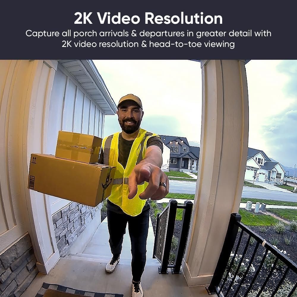 WYZE Video Doorbell v2, Wired, 2K Video, Two-Way Audio, Color Night Vision, Works with Existing Chime and IP65 Weather Resistant, Compatible with Alexa  Google Assistant, Black
