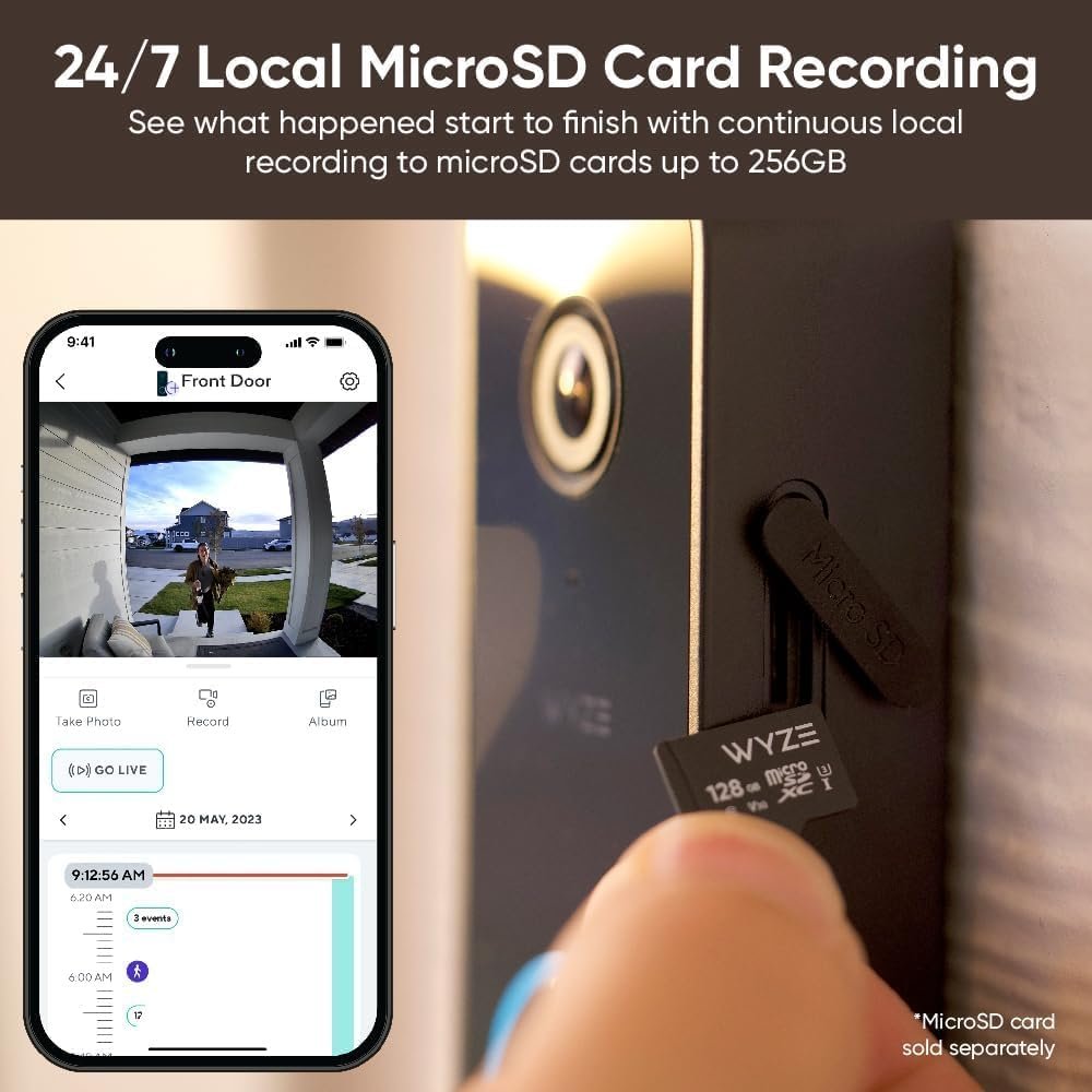 WYZE Video Doorbell v2, Wired, 2K Video, Two-Way Audio, Color Night Vision, Works with Existing Chime and IP65 Weather Resistant, Compatible with Alexa  Google Assistant, Black