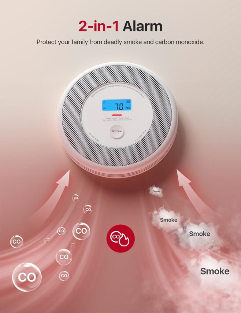 X-Sense Smart Smoke Detector and Carbon Monoxide Detector with Voice Location, Wi-Fi Smoke Detector Carbon Monoxide Detector Combo with Real-Time App Notifications, XP0A-iR, 1-Pack