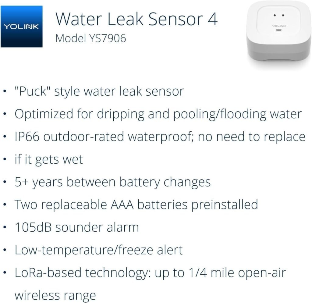 YoLink Smart Home Starter Kit: SpeakerHub  Water Leak Sensor 4 with 105dB Audio Alarm 3-Pack, SMS/Text, Email  Push Notifications, Freeze Warning, LoRa Up to 1/4 Mile Open-Air Range, w/Alexa, IFTTT