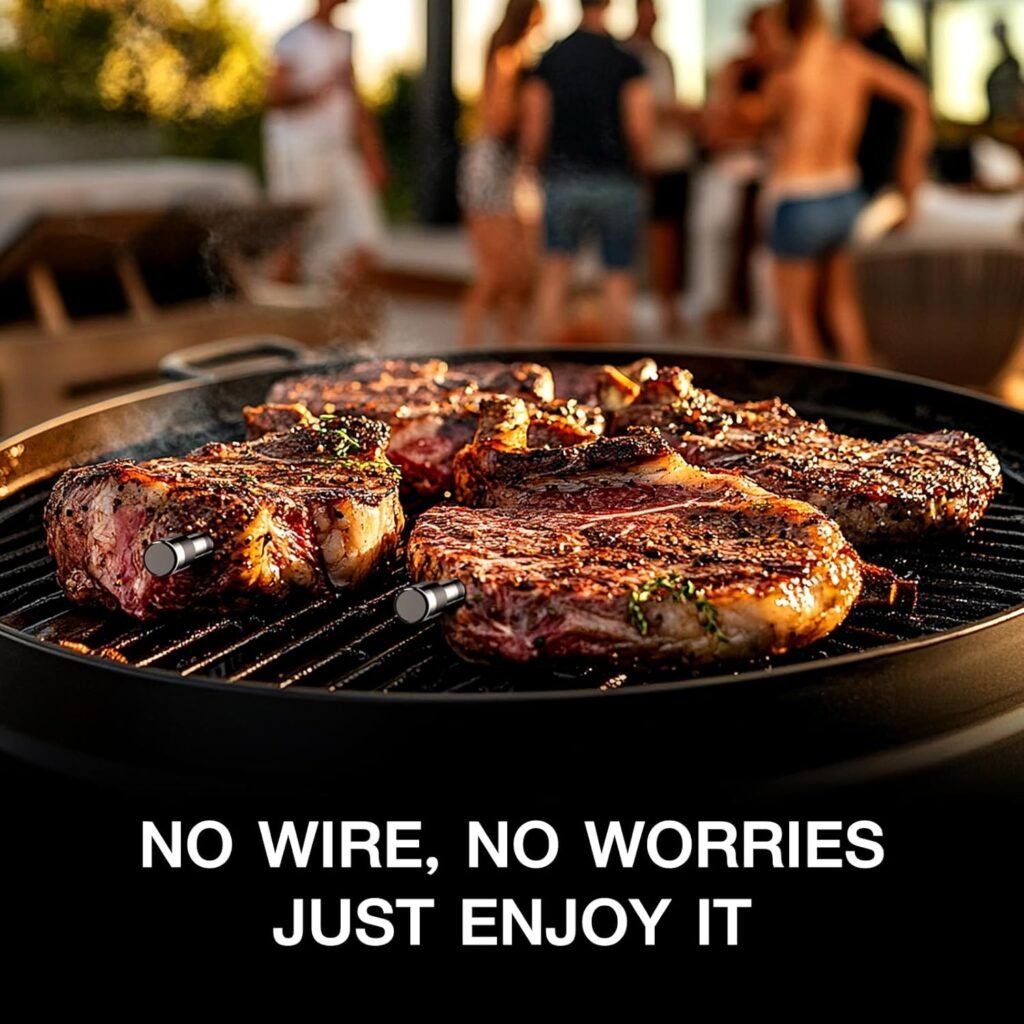 Meat Thermometer Wireless with 2 Meat Probes, 800FT Long Range Bluetooth Thermometer Wireless Temperature Probes for Remote Monitoring of Grill, Oven, Smoker, Air Fryer, iOS  Android App