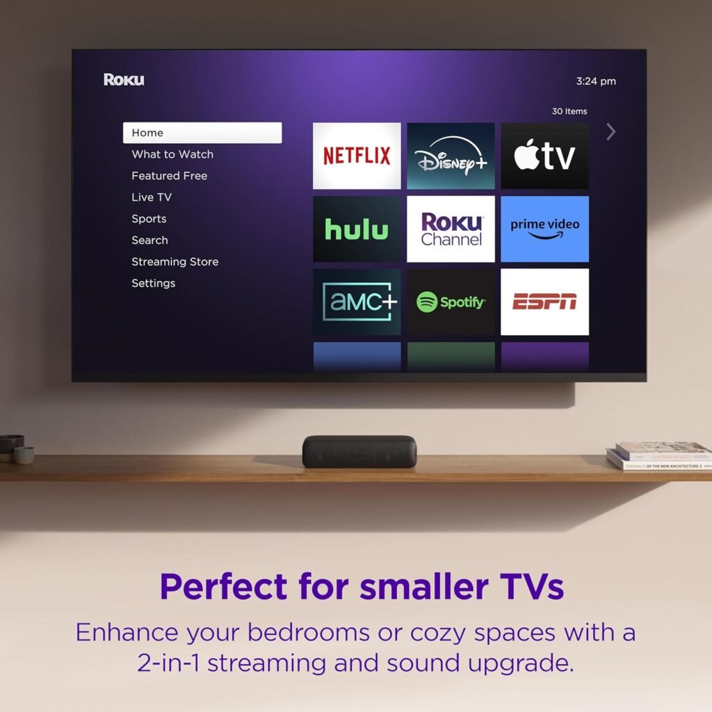 Roku Streambar SE | 2-in-1 TV Soundbar with Built-in 4K/HD/HDR Streaming, Premium Speakers,  Enhanced Speech Clarity for Crisp, Clear Dialogue - Quick Guided Simple Setup