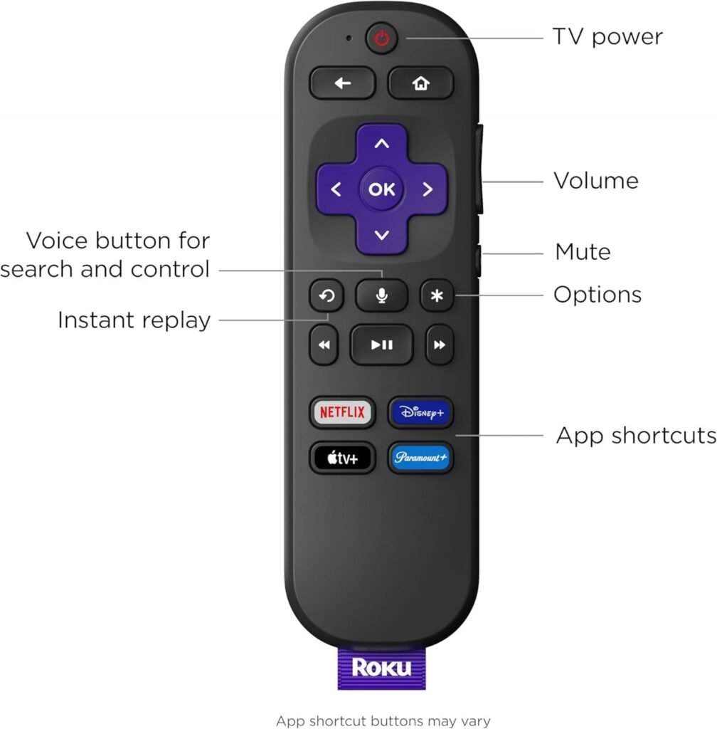 Roku Streaming Stick 4K | Portable Roku Streaming Device | 4K/HDR/D. Vision, Roku Voice Remote, Free  Live TV (Renewed)