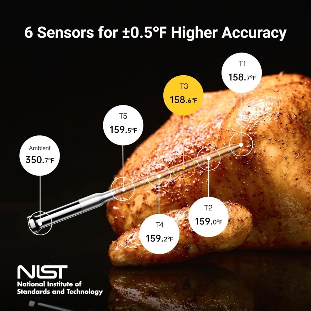 Wireless Meat Thermometer, 10X Enhanced Signal and Stability with Sub-1G, Standalone Base with Display Control, Certified Accuracy ±0.5°F, WiFi Unlimited Range for BBQ, Oven,Smoker,Grill Wireless Meat Thermometer, 10X Enhanced Signal and Stability with Sub-1G, Standalone Base with Display Control, Certified Accuracy ±0.5°F, WiFi Unlimited Range for BBQ, Oven,Smoker,Grill