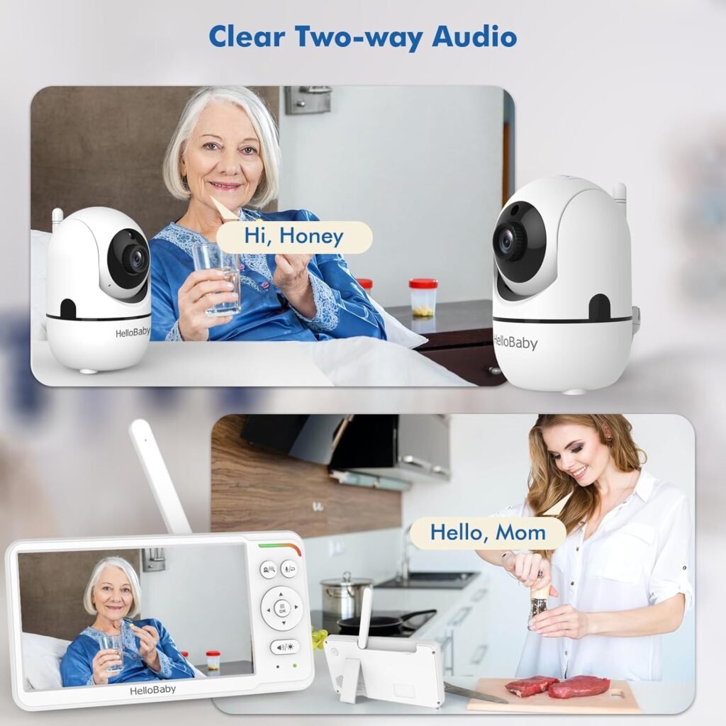 HelloBaby Baby Monitor with 6 World First IPS Screen 30-Hrs Battery, Remote Pan/Tilt/Zoom Camera, No WiFi Video Baby Monitor Camera and Audio, ECO, VOX, 2-Way Talk, Night Vision, 1000ft, Portable