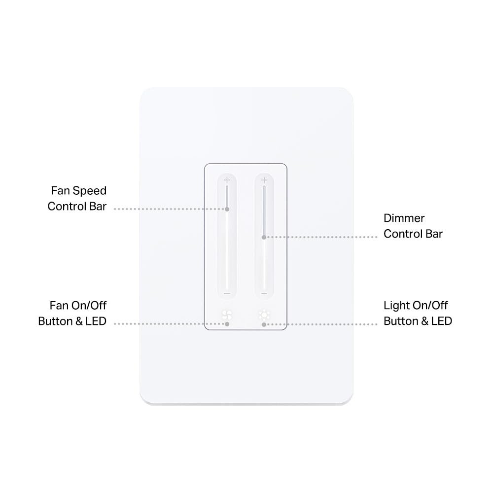 Kasa Smart Ceiling Fan Control  Dimmer Switch | Adjustable 4-Speed Fan  Brightness Control | Works w/Apple HomeKit, Alexa  Google Home | 2.4G Wi-Fi Only, Single Pole, Neutral Wire Required | KS240