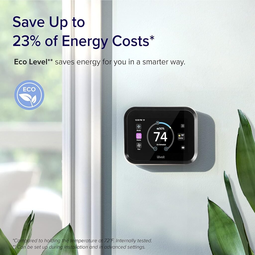 LEVOIT Smart Thermostat for Home, WiFi Programmable Digital Thermostat, Works with Alexa and Smart Sensor, Energy Saving, Large Touch Screen, C-Wire Adapter Included, DIY Install, Aura 400S, White