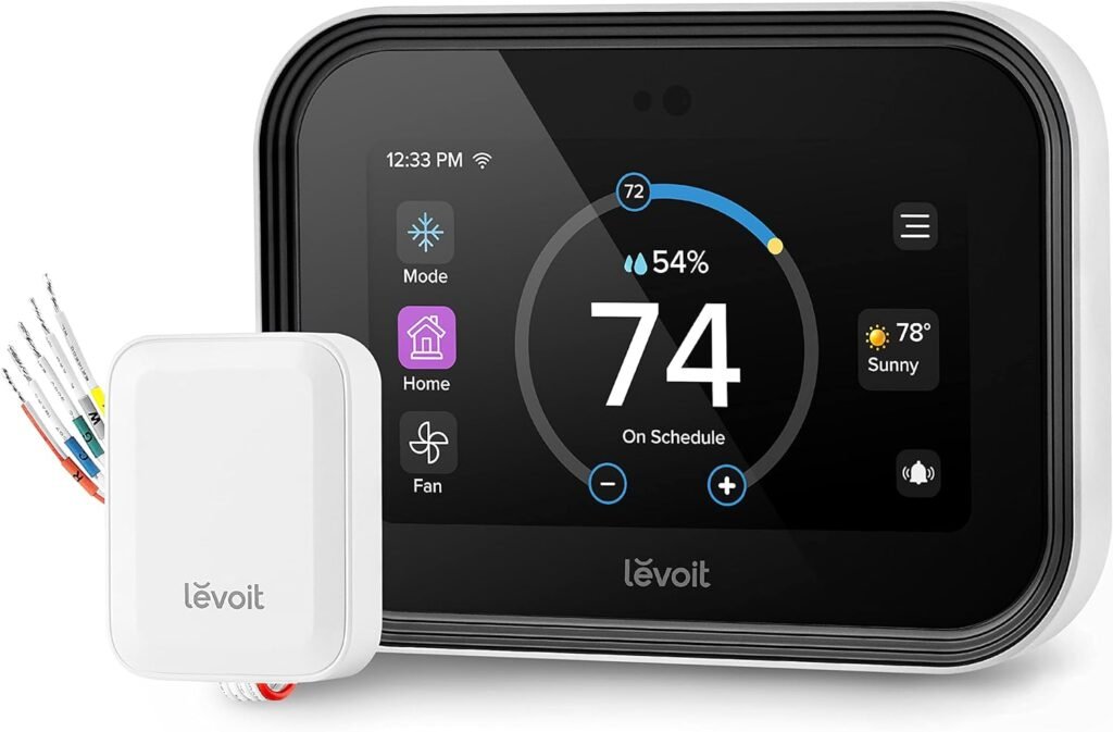 LEVOIT Smart Thermostat for Home, WiFi Programmable Digital Thermostat, Works with Alexa and Smart Sensor, Energy Saving, Large Touch Screen, C-Wire Adapter Included, DIY Install, Aura 400S, White