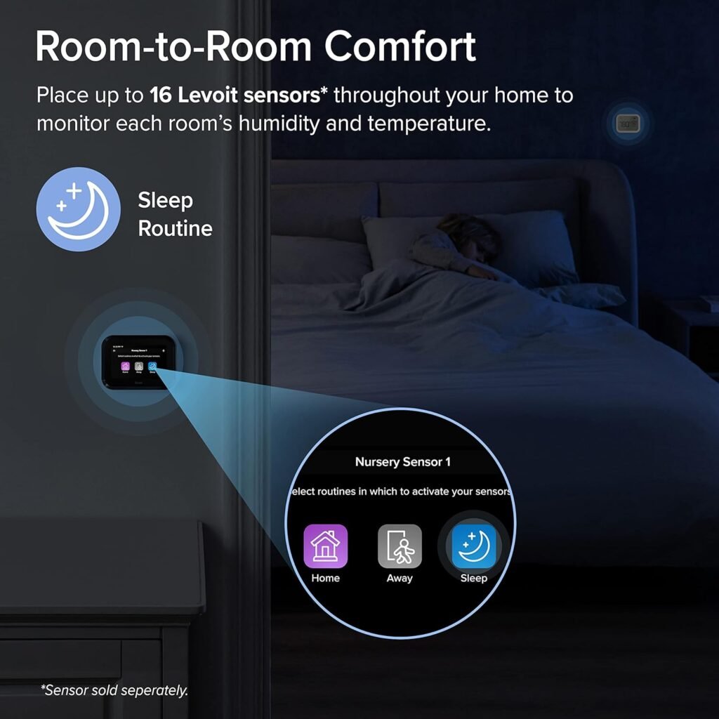 LEVOIT Smart Thermostat for Home, WiFi Programmable Digital Thermostat, Works with Alexa and Smart Sensor, Energy Saving, Large Touch Screen, C-Wire Adapter Included, DIY Install, Aura 400S, White
