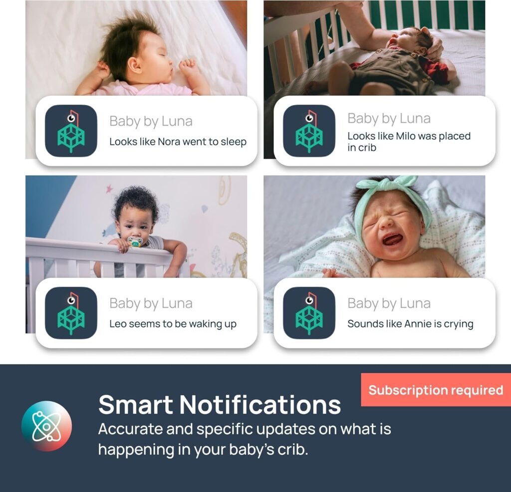Smart Baby Camera Monitor  Floor Stand, Sensor-Free Baby Breathing Monitor, Sleep Tracker, Cry Detection, Night Vision, 2-Way Audio, AI Monitoring, WiFi Camera for Baby Room, Smartphone App