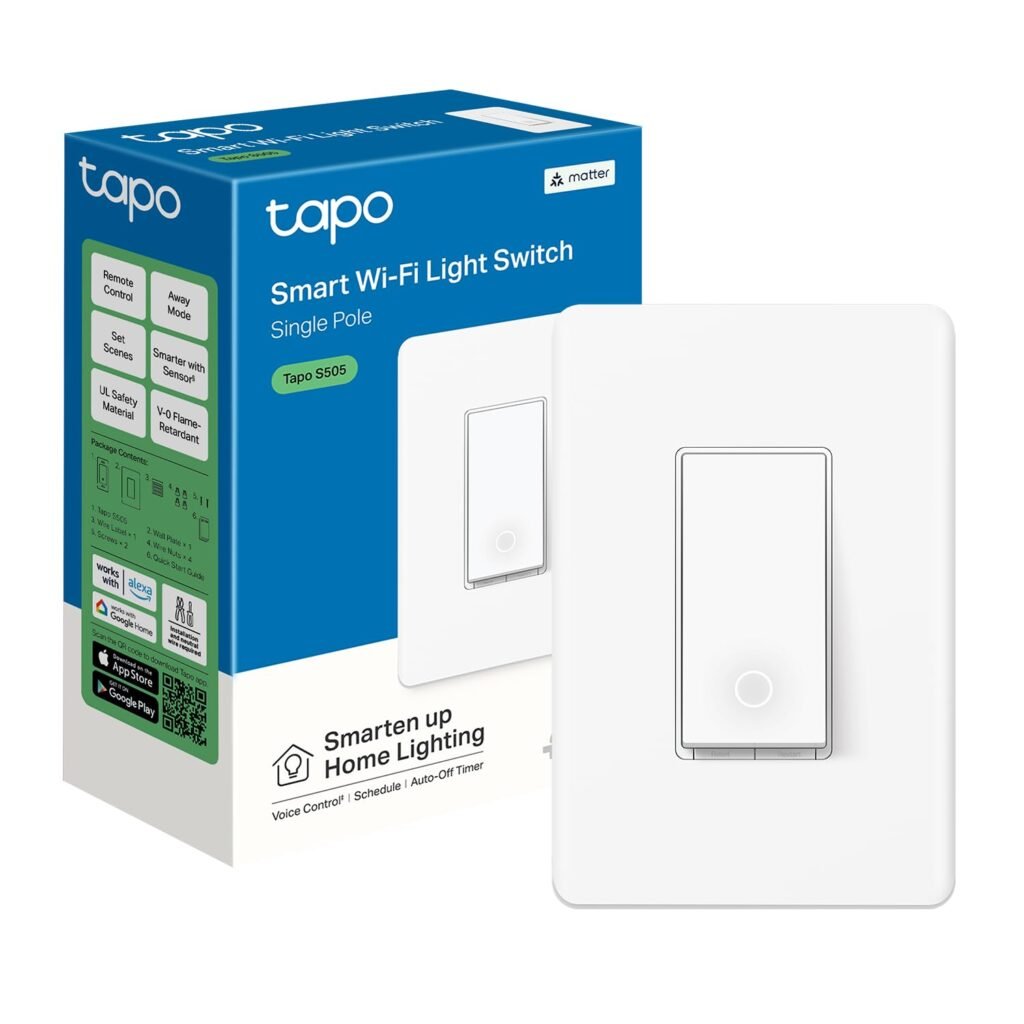 TP-Link Tapo Matter Smart Light Switch: Voice Control w/Siri, Alexa  Google Assistant | UL Certified | Timer  Schedule | Easy Guided Install | Neutral Wire Required | Single Pole | Tapo S505