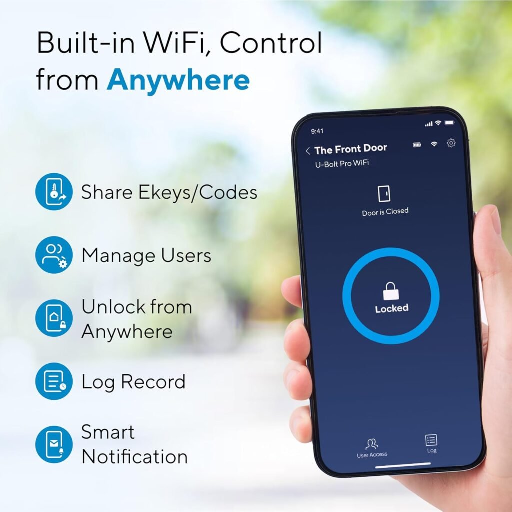 ULTRALOQ U-Bolt Pro WiFi Smart Lock with Door Sensor, 8-in-1 Keyless Entry Door Lock with Fingerprint ID, App Remote Control, Built-in WiFi Keypad Deadbolt, Auto Unlock, IP65 Waterproof, Easy Install