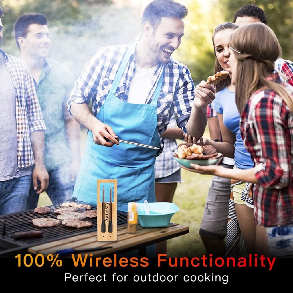 Wireless Meat Thermometer Smart Digital Bluetooth WiFi Remote Food BBQ Thermometers for Cooking Assisted Oven, Grill, Kitchen,Smoker, Rotisserie Gifts for Mother (2 Probe Separate)