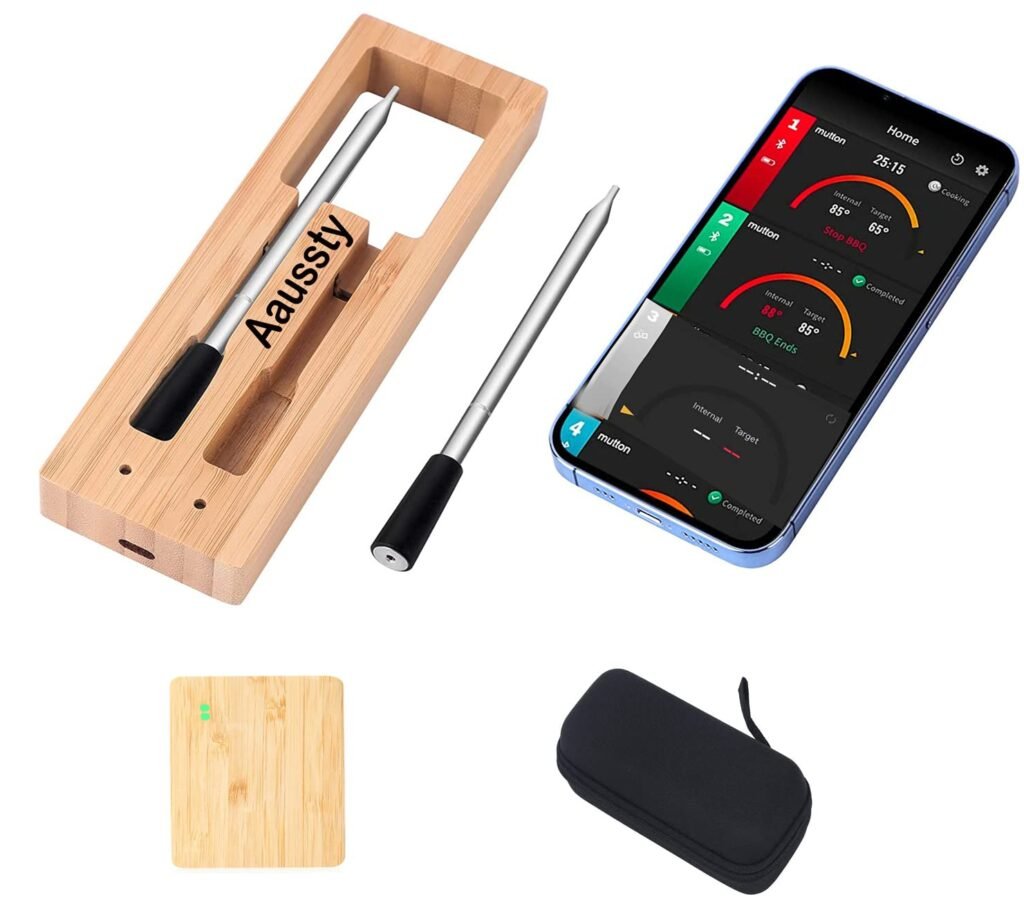 Wireless Meat Thermometer Smart Digital Bluetooth WiFi Remote Food BBQ Thermometers for Cooking Assisted Oven, Grill, Kitchen,Smoker, Rotisserie Gifts for Mother (2 Probe Separate)