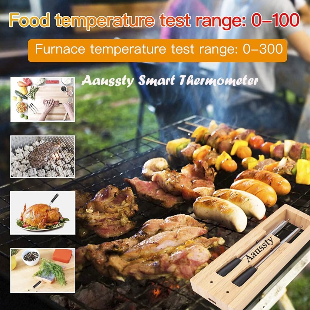 Wireless Meat Thermometer Smart Digital Bluetooth WiFi Remote Food BBQ Thermometers for Cooking Assisted Oven, Grill, Kitchen,Smoker, Rotisserie Gifts for Mother (2 Probe Separate)