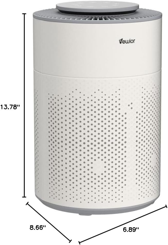 Air Purifiers, Home Air purifier for Large Room Bedroom Up to 1560ft², VEWIOR H13 True HEPA Air Filter for Wildfire Smoke Pets Pollen Odor, with Air Quality Monitoring Light, Auto/Sleep Mode, 6 Timer