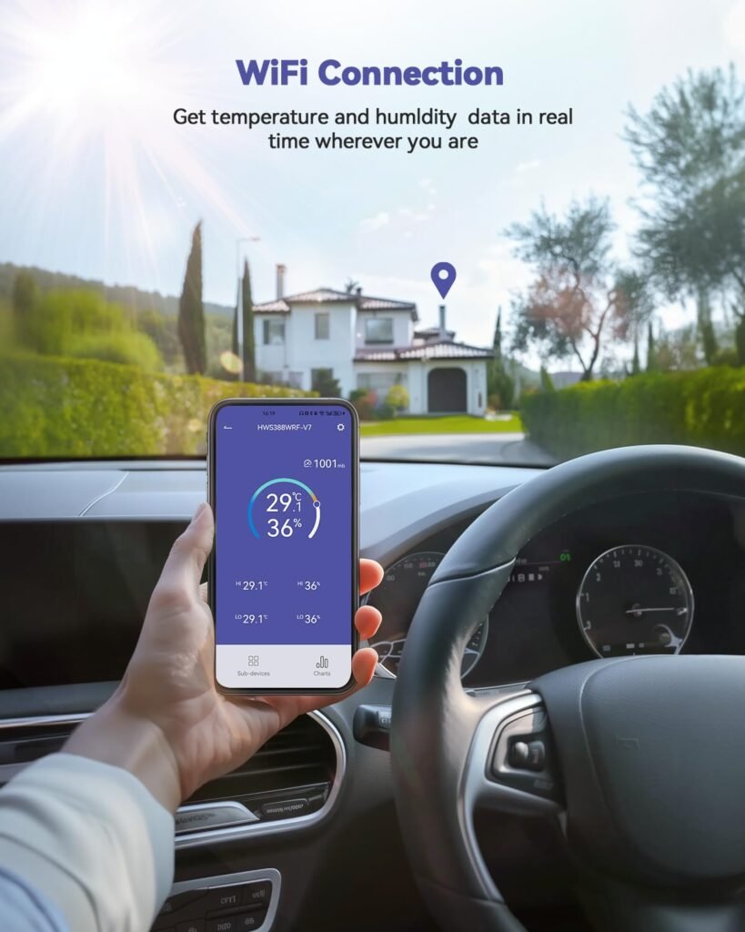 BALDR Weather Station Wireless Indoor Outdoor,7.5 inch Large Color Display Wireless Weather Station with 3 Wireless Sensors, WiFi Weather Station with APP with Real Time Internet Forecast