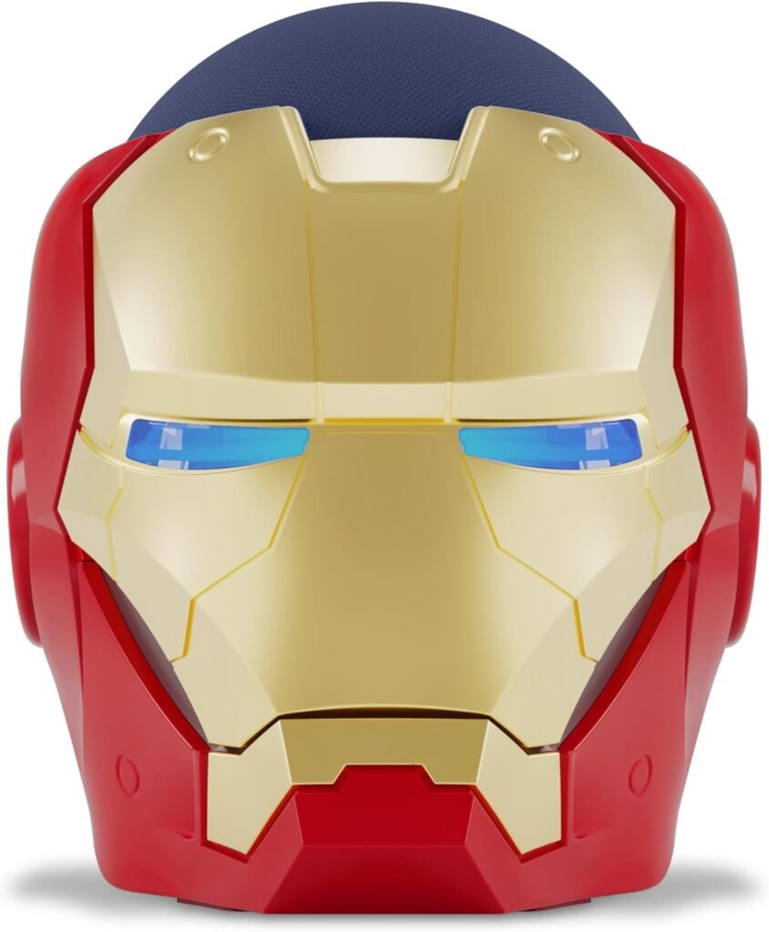 Echo Bundle: Echo Dot (5th Gen, 2022 release) | Charcoal and Limited Edition Marvel Iron Man Stand