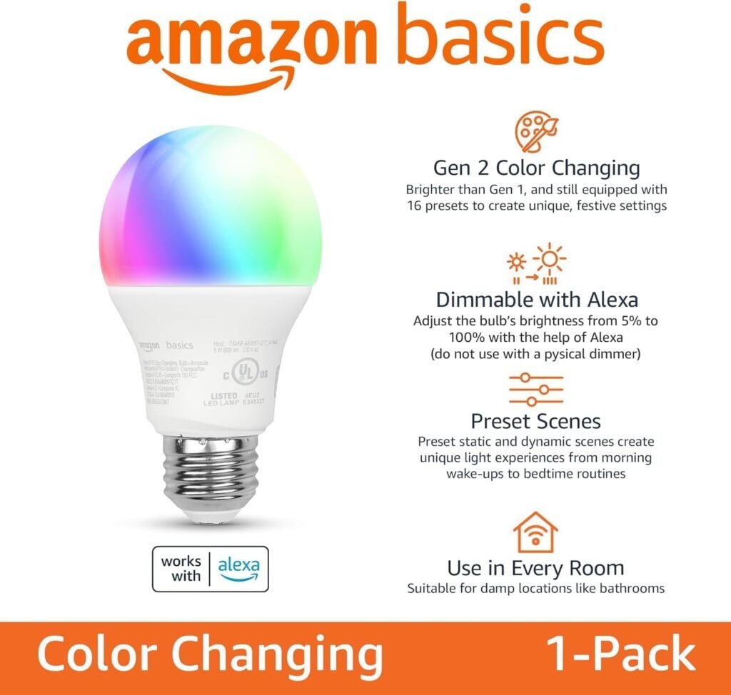 Echo Hub with Amazon Basics Smart Color Bulb