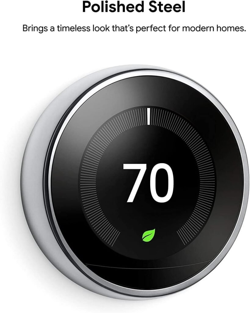 Google Nest Learning Thermostat - Programmable Smart Thermostat for Home - 3rd Generation Nest Thermostat - Compatible with Alexa - Polished Steel-Renewed