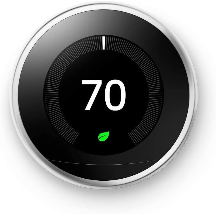 Google Nest Learning Thermostat - Programmable Smart Thermostat for Home - 3rd Generation Nest Thermostat - Compatible with Alexa - Polished Steel-Renewed