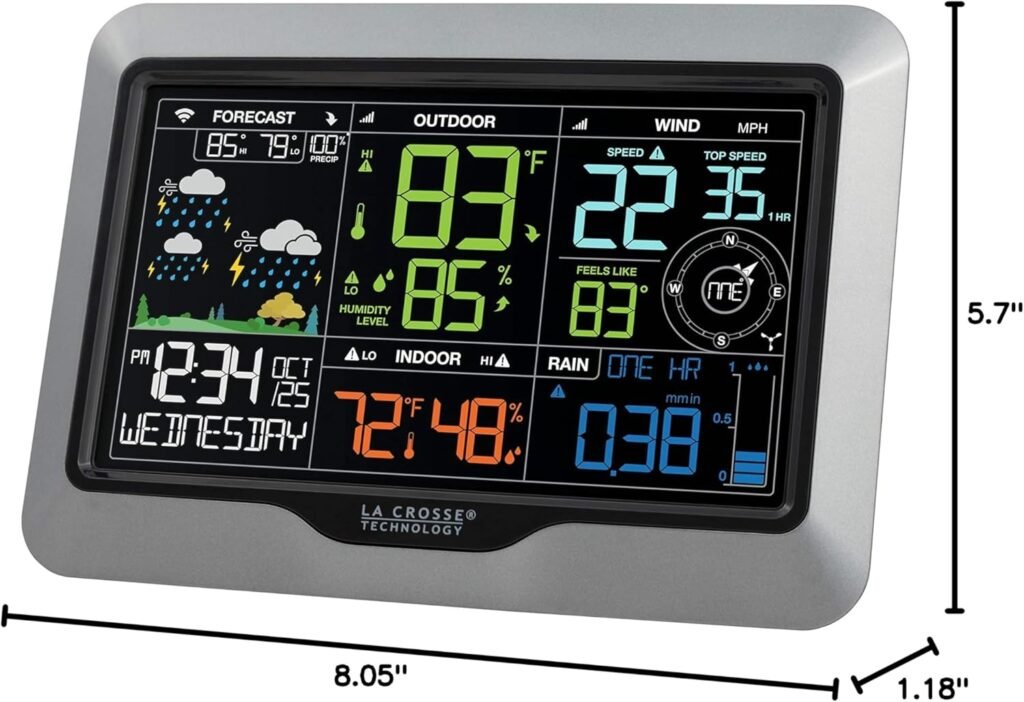 La Crosse Technology Professional Smart Wi-Fi Weather Station with Remote Monitoring (400 Foot Range), Wind and Rain Gauges, Temperature and Humidity Sensors, and Forecasting - V42-PRO-INT