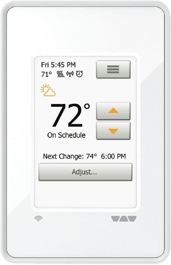 Schluter Ditra-Heat-E-WiFi Thermostat with Floor Sensor - Ideal for Home Floor Heating - Programmable Touchscreen, Energy Monitoring, App-Controlled, Smart Home Integration - DHERT104/BW