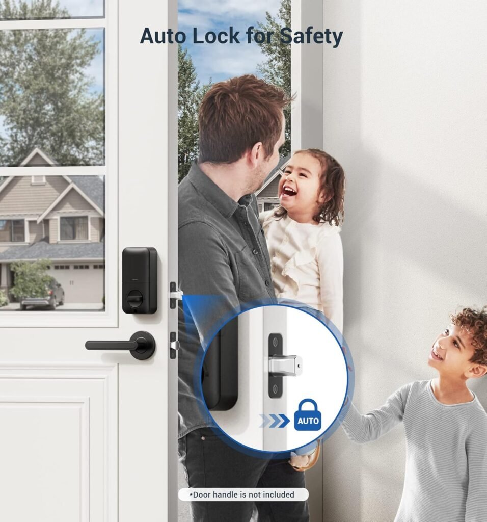 Veise Fingerprint Door Lock, Keyless Entry, Auto Lock, Electronic Keypad Deadbolt for Front Door, Biometric, Anti-Peeking Password, Easy Install, Matte Black