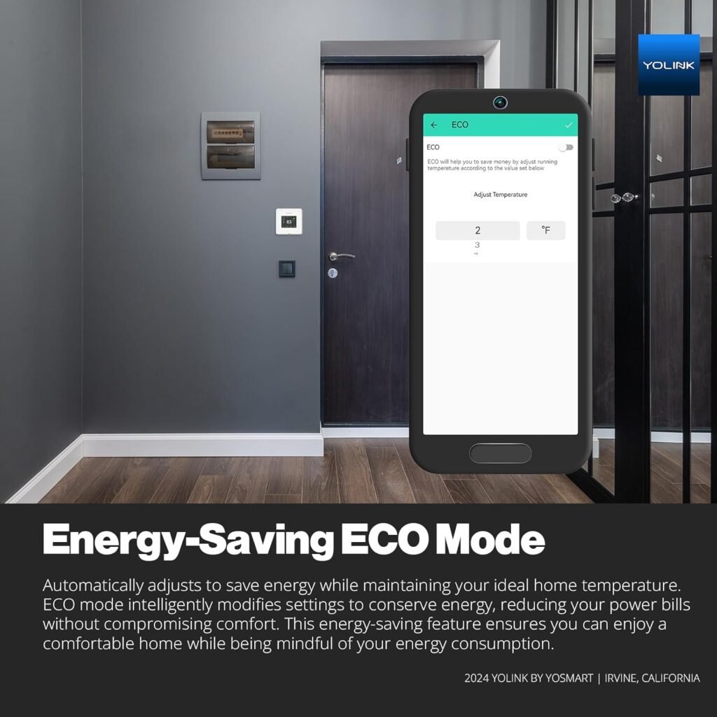 YoLink Thermostat 2, Smart Thermostat with Dual-Stage Heating  Cooling, Heat Pump Support, External Temp Sensors, Remote Control, Scheduling, Alexa  Google, Long-Range Connectivity, Hub Required