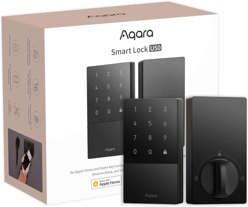 Aqara Smart Lock U50, Keyless Entry Door Lock with Apple Home Key, Bluetooth Deadbolt Lock, App Remote Control, Supports Apple HomeKit, Matter, Google Home, Alexa, IFTTT, Black Aqara Smart Lock U50, Keyless Entry Door Lock with Apple Home Key, Bluetooth Deadbolt Lock, App Remote Control, Supports Apple HomeKit, Matter, Google Home, Alexa, IFTTT, Black