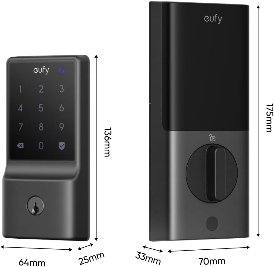eufy Security Smart Lock E30, Fingerprint Keyless Entry Door Lock with Apple Home Ecosystem, Built-in Wi-Fi Deadbolt, Smart Door Lock for Front Door or Back, Supports Apple Home, Alexa, Google