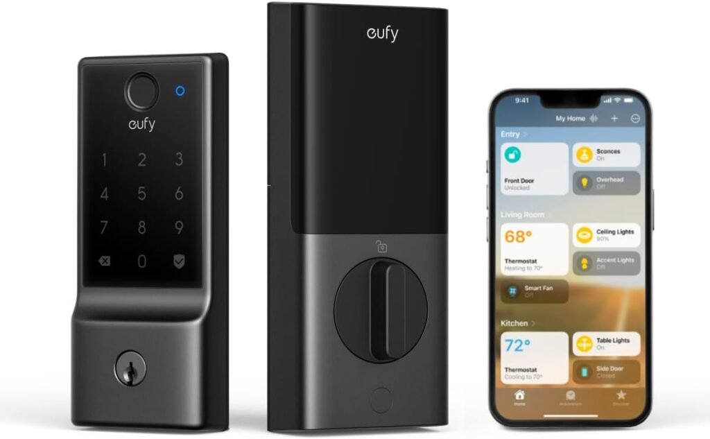 eufy Security Smart Lock E30, Fingerprint Keyless Entry Door Lock with Apple Home Ecosystem, Built-in Wi-Fi Deadbolt, Smart Door Lock for Front Door or Back, Supports Apple Home, Alexa, Google