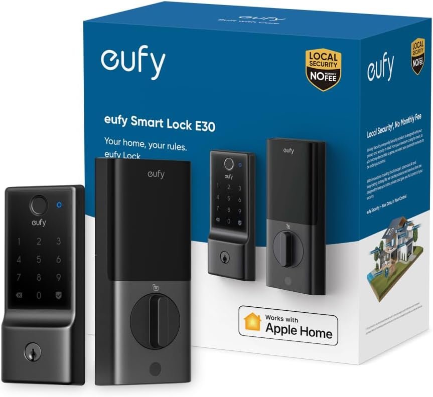 eufy Security Smart Lock E30, Fingerprint Keyless Entry Door Lock with Apple Home Ecosystem, Built-in Wi-Fi Deadbolt, Smart Door Lock for Front Door or Back, Supports Apple Home, Alexa, Google