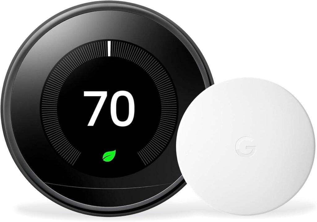 Google Nest Learning Thermostat (3rd Generation) (T3018-US) with Nest Temperature Sensor (T5000SF) (Mirror Black)