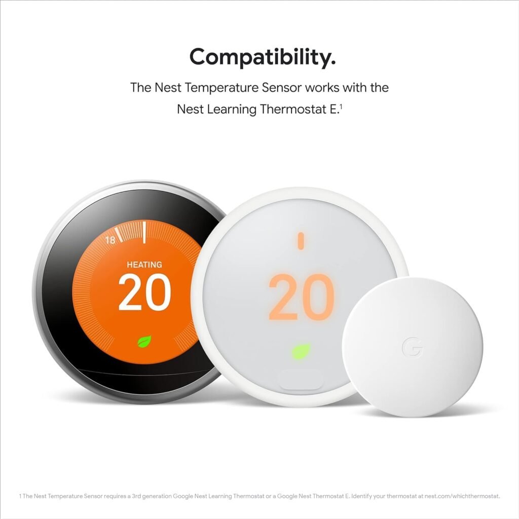 Google Nest Learning Thermostat (3rd Generation) (T3018-US) with Nest Temperature Sensor (T5000SF) (Mirror Black)