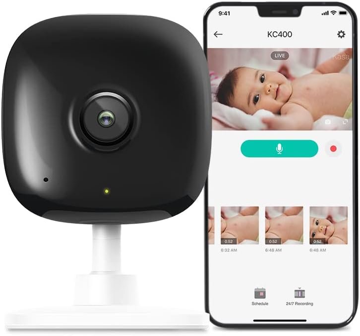 Kasa Smart 2K QHD Indoor Security Camera, Person/Baby Crying/Motion Detection, 2-Way Audio, 30Ft. Night Vision, Cloud/SD Card Storage(Up to 256 GB), Works with Alexa  Google Home (KC400)