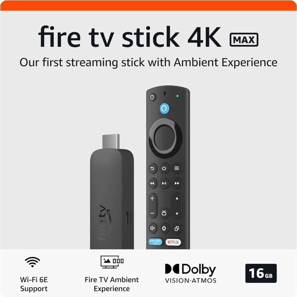Like-New Amazon Fire TV Stick 4K Max streaming device (newest model) with AI-powered Fire TV Search, supports Wi-Fi 6E, free  live TV without cable or satellite